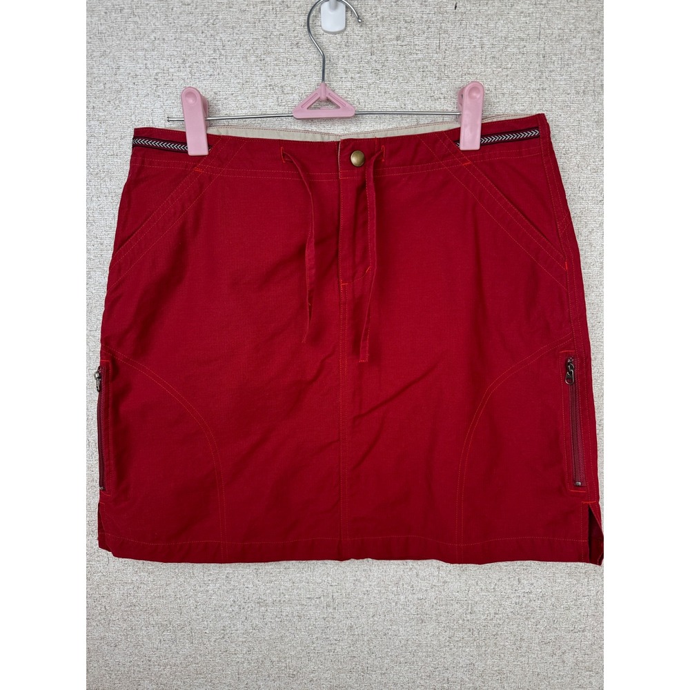 KUHL Red Y2K Gorpcore Hiking Skirt Zip Pockets Drawstring Womens Size M